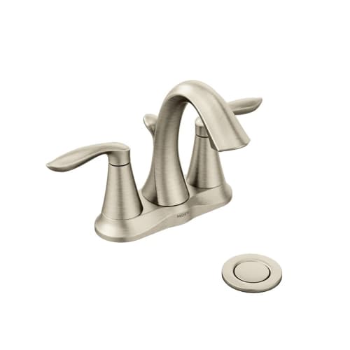 Moen EVA Two Lever Bathroom Faucet, 4", 1.2 gpm, Brushed Nickel